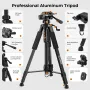 CIGMAN CTP01 Professional Adjustable Laser Level Tripod Lightweight Aluminum 1.5M Height 360 Rotation 3-Way Swivel Pan Head for Laser Levels Cameras Projectors Phones
