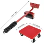 Furniture Lifter Mover Set with Universal Wheel Heavy Duty 400kg Capacity Red Compact Roller Bar Hand Tools for Easy Efficient Moving