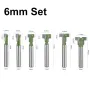Conjunto de brocas de roteador com haste de 6 mm e 1/4 de polegada, parafusos de ranhura em T, conjunto de brocas de roteador com 1/4 e 5/16 e 3/8 e 9/16 e 1/2 e 5/8 de polegada de diâmetro da lâmina