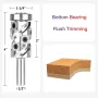 Carbide Insert Flush Trim Router Bit 32mm Dia 1/2\ Shank 50mm Cutting Length Top/Bottom Bearing for Woodworking and CNC Engraving