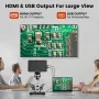 Microscopio digitale MUSTOOL DM9 Pro compatibile con HDMI con copertura riflettente, schermo IPS da 7 pollici, microscopi con visualizzazione completa della moneta 1200X, microscopio professionale per saldatura da 16 MP