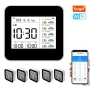 13 in 1 Tuya WIFI Intelligent Thermometer Hygrometer Indoor Accurate Temperature Humidity Gauge Monitor with Time/Calendar/Alarm Display Support Remote APP Control for Home Office