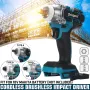 Drillpro 18V 520N.m Cordless Brushless Power Impact Drivers Electric Screwdriver Drill Stepless Speed Change Switch Adapted To 18V Battery