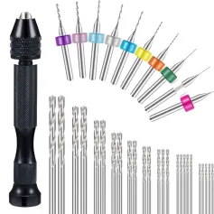 Il set di trapani a mano da 36 pezzi Drillpro include mini trapani per trapano a mano con morsa a spillo e trapani HSS da 0,5-3,0 mm e trapano per PCB da 0,3-1,2 mm per intaglio artigianale fai-da-te