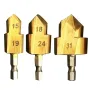 3PCS 6.35mm 1/4\ Hex Shank 3 Flutes High-Speed Steel Countersink Drill Bit #20 #25 #32 Diameter for Wood / Metal / Plastic