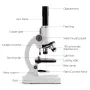 Monocular Digital Optical Microscope 64X-2400X with Adjustable Zoom Phone Holder Design Fill Light Complete Experimental Equipment for Science Education Biology Experiment