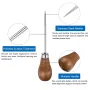 Single Gourd Awl Handwork Sewing Awl Log Color Wooden Handle 4.53\ x 0.98\ Polished Surface for Leather Punching and DIY Projects