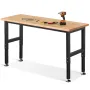 ENJOYWOOD 60 Inch Heavy Duty Workbench Workstation Work Table Rubberwood Top Workbench untuk Bengkel Pertukangan Kayu Rumah Kantor Pemotongan Kayu Elektronik