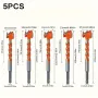 5PCS Carbide Hinge Boring Forstner Drill Bits for Wood & Locks Precision Boring Tools with Hex Shank (45 Gauge Steel)