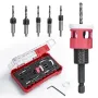 5PCS 1/4 Inch Hex Shank Countersink Drill Bits Set with Low Friction Stop for Wood Plastic MDF Drilling