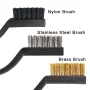 15PCS Wire Brush Set Stainless Steel Brass & Nylon Curved Handle Brushes for Cleaning Welding Slag & Rust Removal Industrial Scrubbing Power