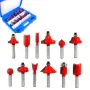 12/15pcs 1/4\ Shank Router Bit Set Milling Cutter For Wood Trimming Slotting Engraving Carbide Woodworking DIY Tools