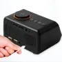 Multi-Functional LED Voice Control Clock Hygrometer FM Radio Dual Alarms Adjustable Brightness Temperature Humidity Display USB Charging