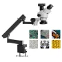 MUSTOOL 3.5X - 90X Eklemli Kol Sütun Kelepçesi Yakınlaştırma Eş Odaklı Trinoküler 4K Stereo Mikroskop + Endüstriyel PCB İçin 34MP Video Kamera