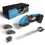 Cordless Hedge Trimmer and Lawn Clippers Set 18-21V Lithium Battery High Carbon Steel Blades Lightweight Design Quick Charging for Gardening