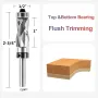 1/4 Inch Shank Carbide Compression Flush Trim Router Bit with Top Bottom Bearing 1/2 Inch Cutting Dia Tungsten Carbide Cutter for Woodworking Trimming Slotting