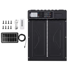 Automatic Chicken Coop Door High-Strength Aluminum Alloy Waterproof Solar Powered Large Panel Easy Installation for Chickens Ducks Geese 3 Operating Modes Convenient Poultry Entry and Exit