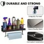 Wall-Mounted Storage Rack for 5 Aerosol Spray Cans and Paper Towel Holder Black Reinforced Thickened Steel Tool Organizer for Garage and Craft Room