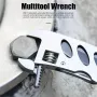 6-in-1 Stainless Steel Multitool Adjustable Wrench Screwdriver Bits Saw Blade Knife Compact Folding Design Ergonomic Handle Camping Hunting DIY Projects Survival Tool Portable