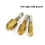 6Pcs HSS 1/4\ Hex Shank Chamfer Countersink Chamfer Drill Bit 90 Degree Wood Chamfering Cutter 6mm-19mm Metal Drills