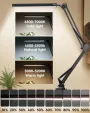 Lampada da scrivania a LED da 10 W con morsetto, braccio girevole regolabile, dimmerabile, 10 livelli di luminosità, 3 modalità colore, illuminazione per la cura degli occhi per casa e ufficio.