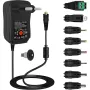 Universal Power Supply 30W AC to DC Adapter 3V-12V 2A with 5V 2.1A USB Port 8 DC Plugs EU/US Plug for LED Strip CCTV Router TV Box