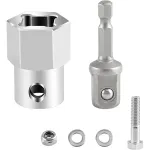 6PCS Wireless Drill Adapter Stainless Steel Crank Handle High-Quality 1/2 Inch Shaft Hole 1/4 Inch Through Hole Fits Ratchet Bar Trailer Crank