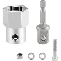 6PCS Wireless Drill Adapter Stainless Steel Crank Handle High-Quality 1/2 Inch Shaft Hole 1/4 Inch Through Hole Fits Ratchet Bar Trailer Crank