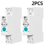 2Pcs Smart WiFi Circuit Breaker with Remote Control Voice Activation Adjustable Over Current Protection Energy Metering Easy Installation for Efficient Home Power Management