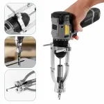 Square Hole Drill Bit Adapter with 4 Drill Bits Carbide Square Hole Drill Fixing Bracket Precise Woodworking Mortising Chisel Kit Tenon Drill Bits Fixing Bracket Accessory for Bench Drill