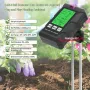 Penguji Tanah 6-dalam-1 Suhu PH Kelembapan Meter Nutrien Kesuburan Cahaya Matahari dengan Paparan Digital untuk Berkebun dan Pertanian