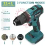 Drillpro 23-48N.M 10mm/13mm 1800rpm 21+1 Moment Sladdlös Borstlös Elborrmaskin Passar Mak