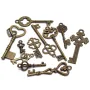 11Pcs Antique Vintage Old Look Skeleton Key Set Pendant Heart Bow Steampunk Lock 