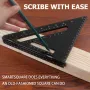 Aliminyòm Alloy Triangular Règleman Ambidextrous Pwen 7 pous Square Protractor Miter Zouti pou Carpenters Woodworking Jeni Drafting