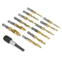 Drillpro 13 stuks M3-M10 metrische schroefdraadtapboorset met zeskantschacht, boor met samengestelde schroefdraad, handgereedschap met verbindingsstang
