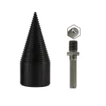 2PC Wood Splitter Firewood Drill-Bit Kindling Log Splitter Heavy Duty Electric Splitting Drills 42mm Screw Cracker Removable Cone Driver Hex Shank Square Round Handle