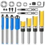 23pcs 6mm 1/4 Inch Shank Tungsten Carbide Flush Trim Pattern Router Bit Set with Bearing Milling Cutter for Wood Woodworking End Mill