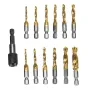 Drillpro 13 stuks M3-M10 metrische schroefdraadtapboorset met zeskantschacht, boor met samengestelde schroefdraad, handgereedschap met verbindingsstang