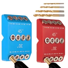 30 45 90 Degree Drill Guide Angle Drill Hole Guide Jig with 4 Sizes Drill Bits for Angled and Straight Hole Sturdy Aluminum Alloy Drilling Jig for Cable Railing Deck Stair Handrail