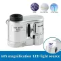 Lente d'ingrandimento tascabile mini portatile 60X con luce UV e LED, microscopio per gioielliere portatile, lente d'ingrandimento per ispezione dettagliata, tester di valuta, istruzione industriale e uso domestico