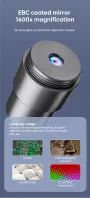 Digital Microscope 1600X 12MP Camera Sensor Coin Microscope 7\ Touch LCD Microscope with Wired Remote 28 LED Fill Lights For PC