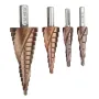 Drillpro HSS-Co M35 Kobalt Kademeli Matkap Ucu Üçgen Saplı 4-12/4-20/4-32mm Spiral Flüt Kademeli Matkap