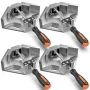 4pcs Right Angle Clamps Housolution Single Handle 90° Aluminum Alloy Corner Clamp Clamps for Woodworking Adjustable Swing Jaw Woodworking Tools Photo Frame Vise Holder