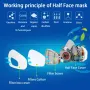 Reusable Half Face Cover Gas Mask with Safety Glasses Double Filtration for Chemical Organic Vapor Welding Woodworking Protection