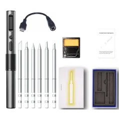 T65 Smart Soldering Iron with 6PCS Iron Heating Cores Fast Heating 65W Adjustable Temperature 150~450℃ Auto Sleep PD+QC Fast Charging Aluminum Alloy Handle
