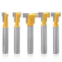5PCS 1/4 Inch Shank Keyhole Router Bits Set T Track T-Slot Bolts Router Bit Set for 5/16\ 3/8\ 1/2\ 7/16\ 5/8\ Hex Bolts