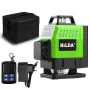 Livella laser a luce verde HILDA, ad alta precisione, 12 linee 3D, 16 linee 4D, facile da usare, con attacco a parete, alimentato a batteria, telecomando con batteria al litio