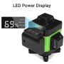 LEDディスプレイ 4D 360° 16ライン グリーンライト レーザーレベル クロス セルフレベリング メジャー