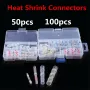 50/100PCS Solder Seal Heat Shrink Tube Butt Wire Connectors Waterproof Terminals Available in 4 Sizes Tinned Copper Material Ideal for Marine and Automobile Applications