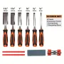10PCS Wood Carving Chisel Set with 6pcs Premium Wood Chisel with Honing Guide / Heat-Treated 60 Cr-V / Sharpening Stone / Carpenter Pencils